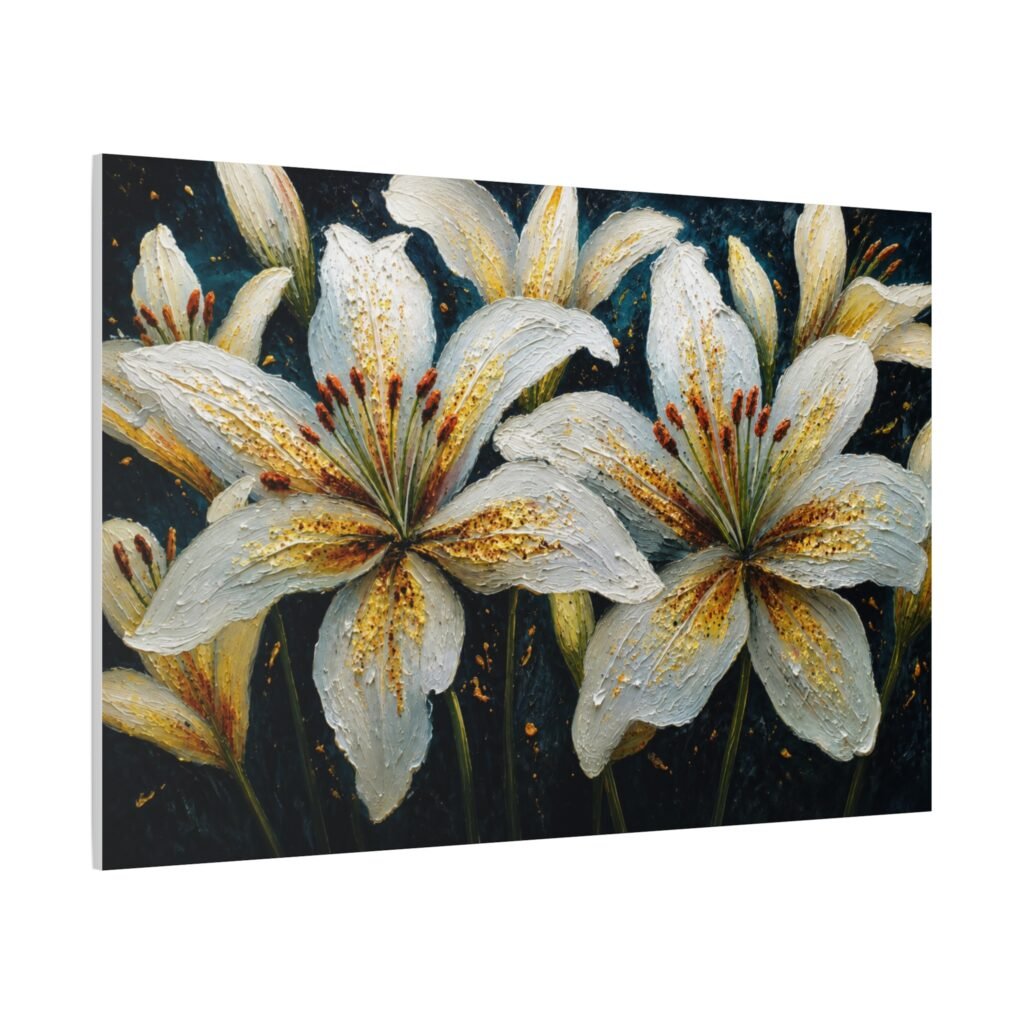 White Lily Floral Canvas Wall Art - Matte Stretched 1.25"