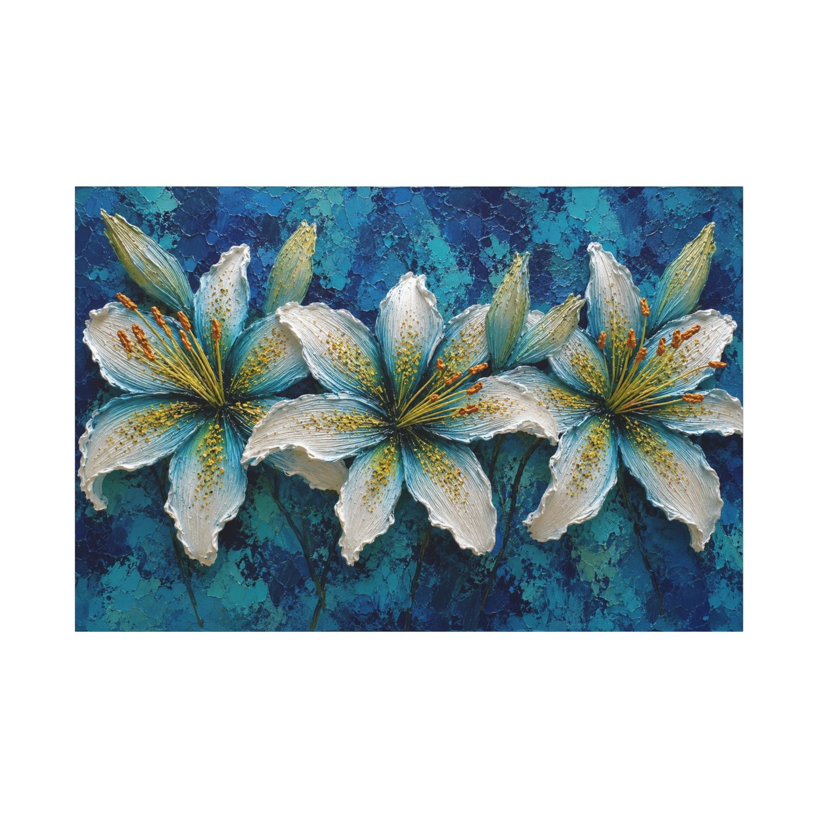 Blue Lily Floral Matte Canvas Wall Art - Stretched 1.25" - Image 2