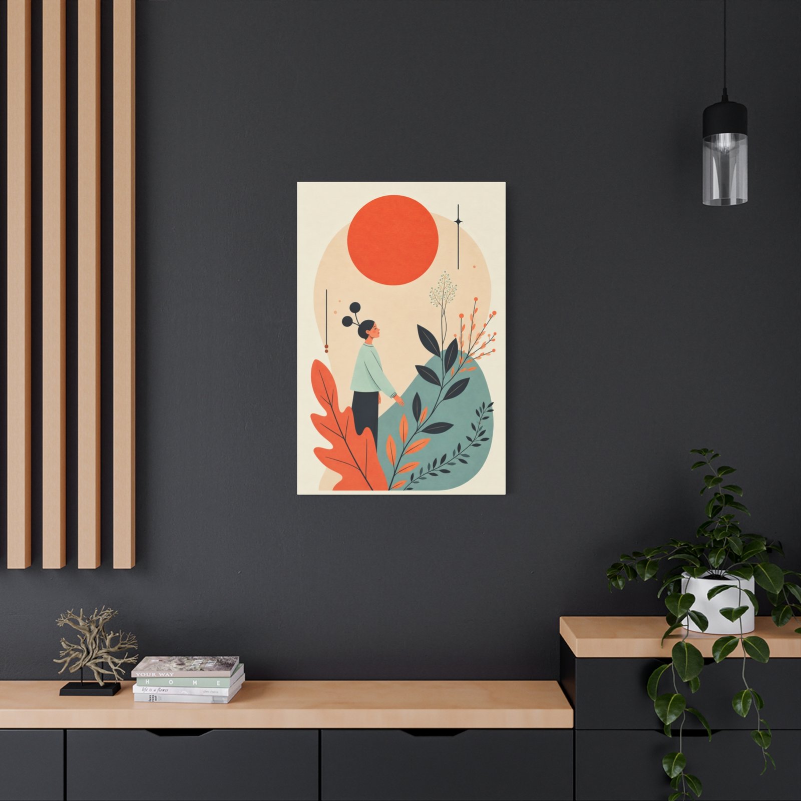 Botanical Sunset Matte Canvas Wall Art — Minimalist Nature Illustration - Image 4