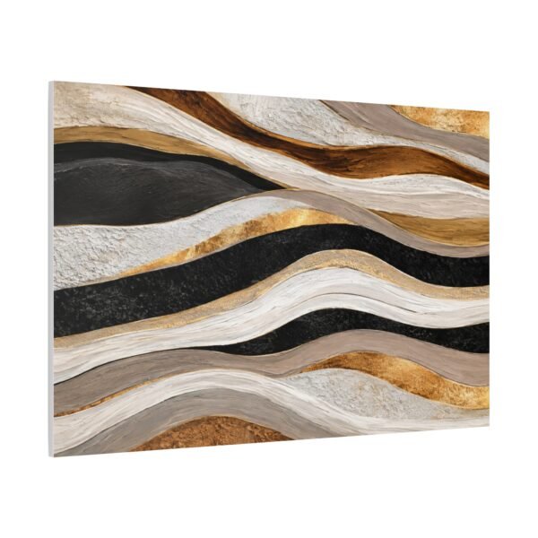 Abstract Wavy Gold & Black Matte Canvas Wall Art - Image 3