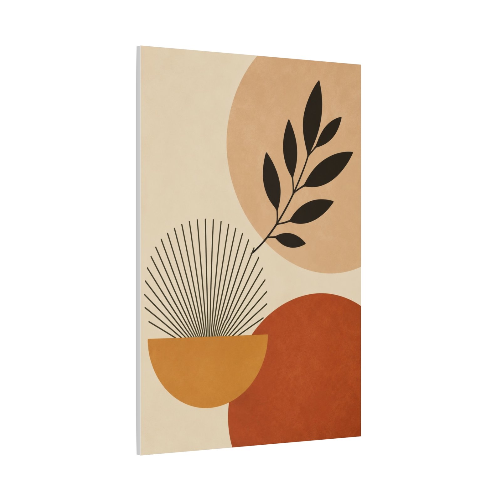 Abstract Boho Leaf Canvas — Earth Tones Minimal Wall Art - Image 3