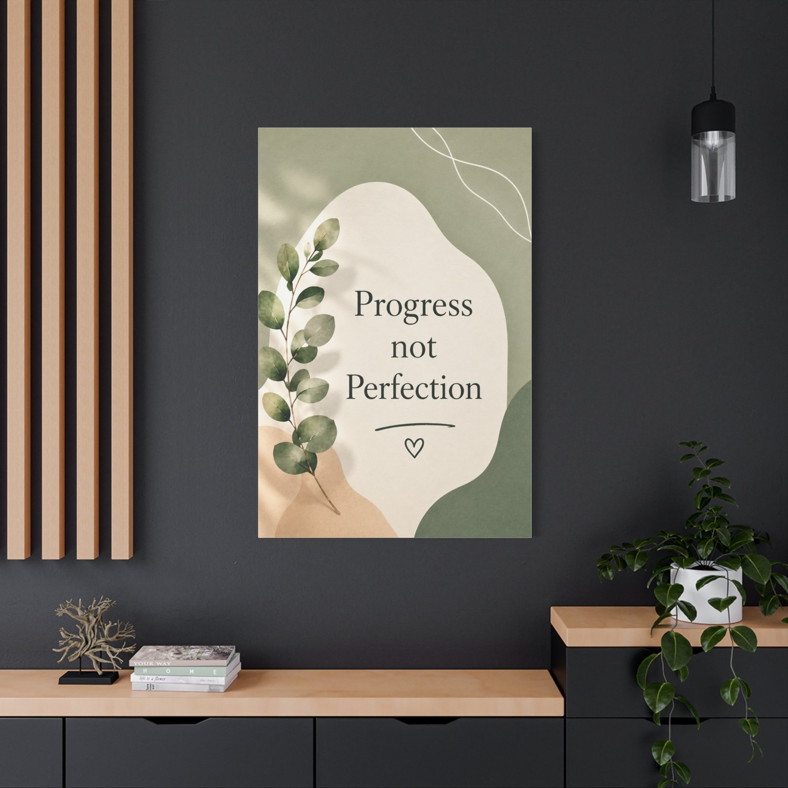 Progress Not Perfection Canvas Wall Art — Motivational Botanical Quote Print - Image 5