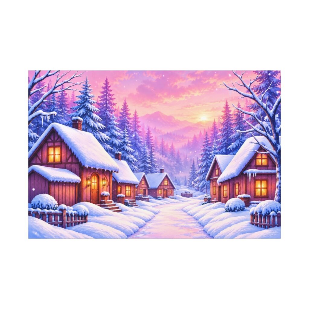 Cozy Winter Cabin Matte Canvas Wall Art — Stretched 1.25"