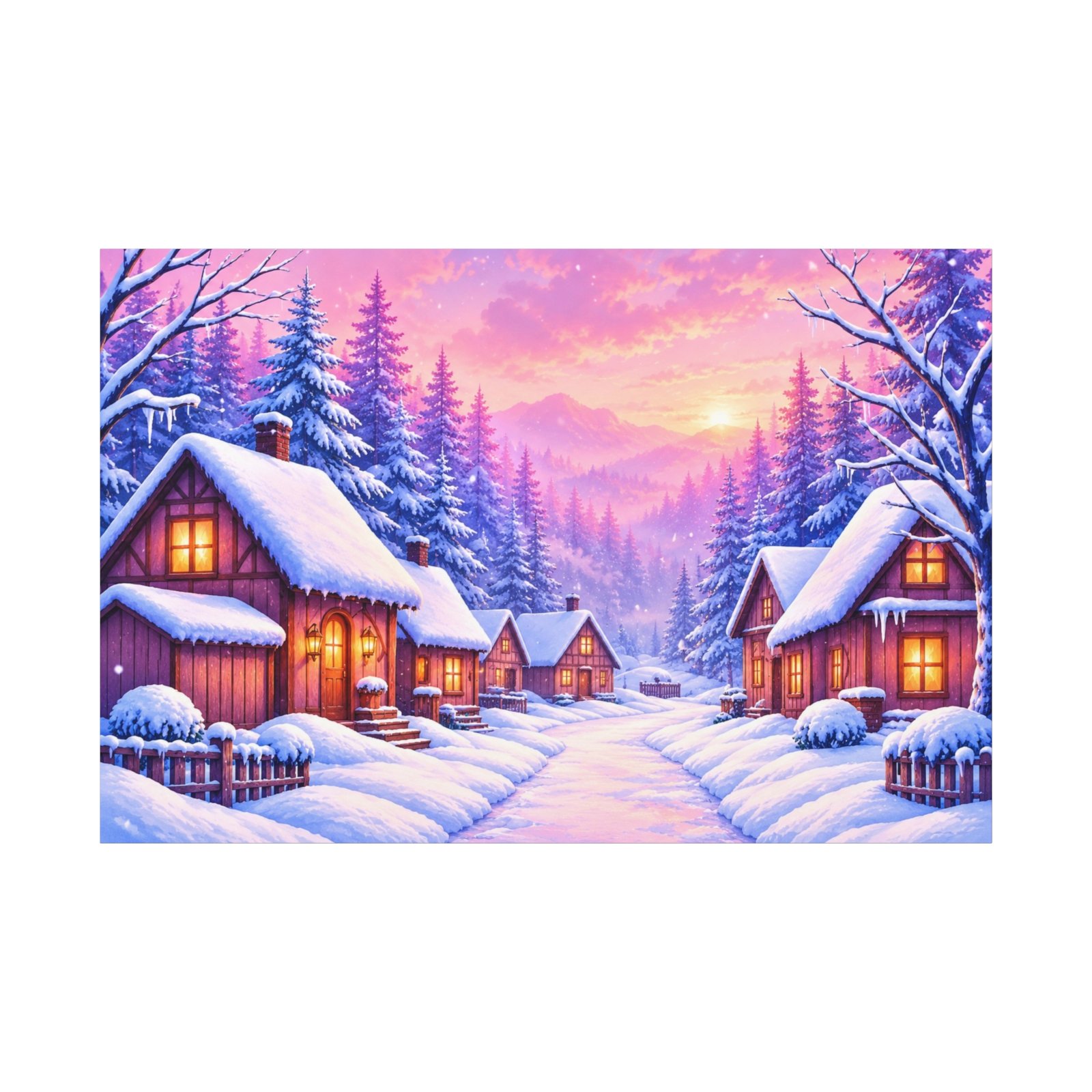 Cozy Winter Cabin Matte Canvas Wall Art — Stretched 1.25" - Image 1