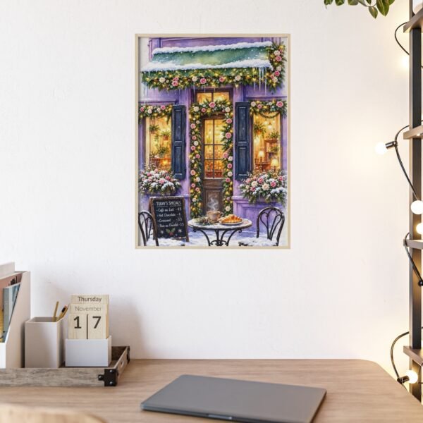 Winter Café Framed Poster — Cozy Snowy Bistro Wall Art - Image 2