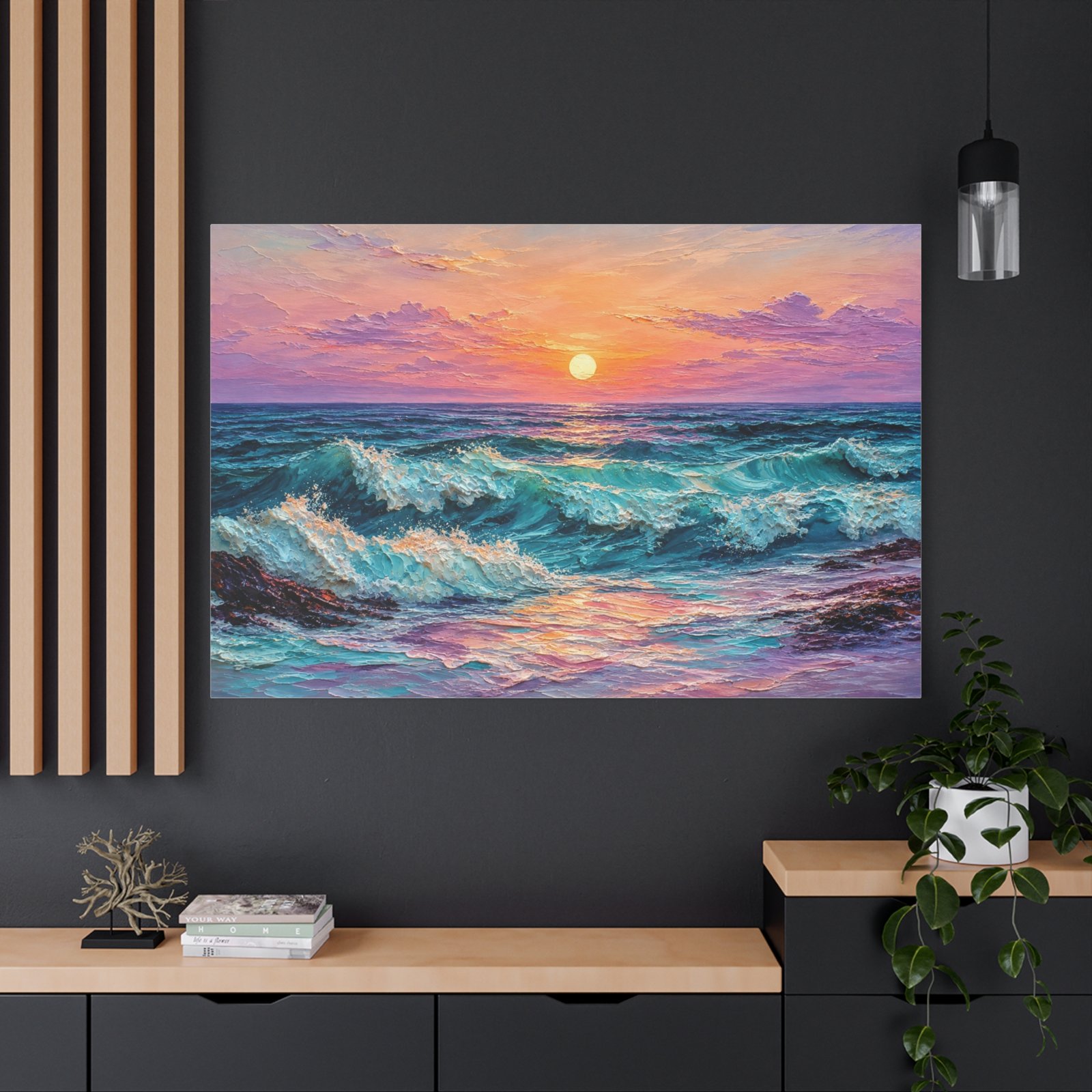 Sunset Ocean Waves Matte Canvas Print — Seaside Beach Wall Art - Image 56