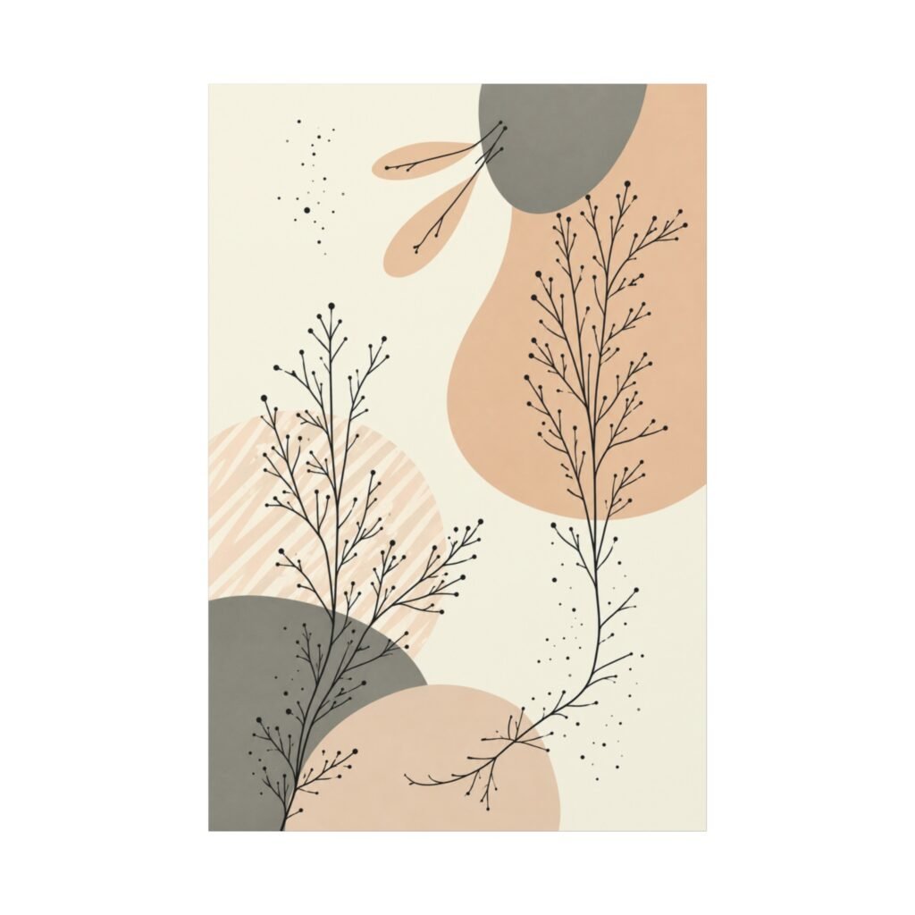 Abstract Botanical Matte Canvas Wall Art – Neutral Terracotta & Sage Stretched Canvas