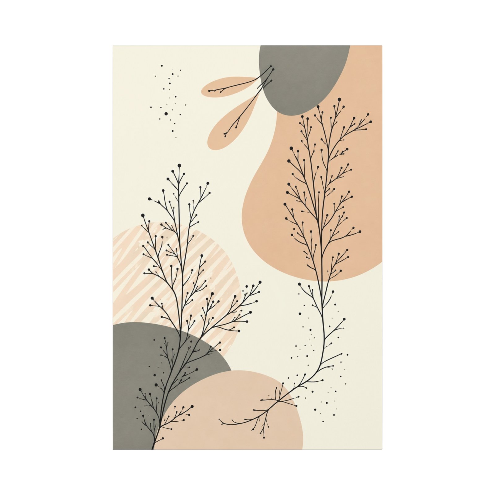 Abstract Botanical Matte Canvas Wall Art – Neutral Terracotta & Sage Stretched Canvas - Image 2