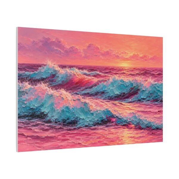 Pink Sunset Ocean Waves Matte Canvas Wall Art — Stretched 1.25" - Image 2