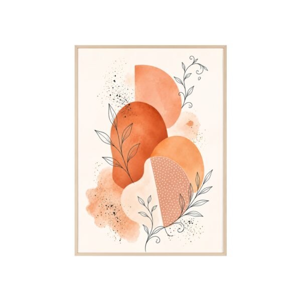 Boho Terracotta Botanical Poster with Wooden Frame - Image 1