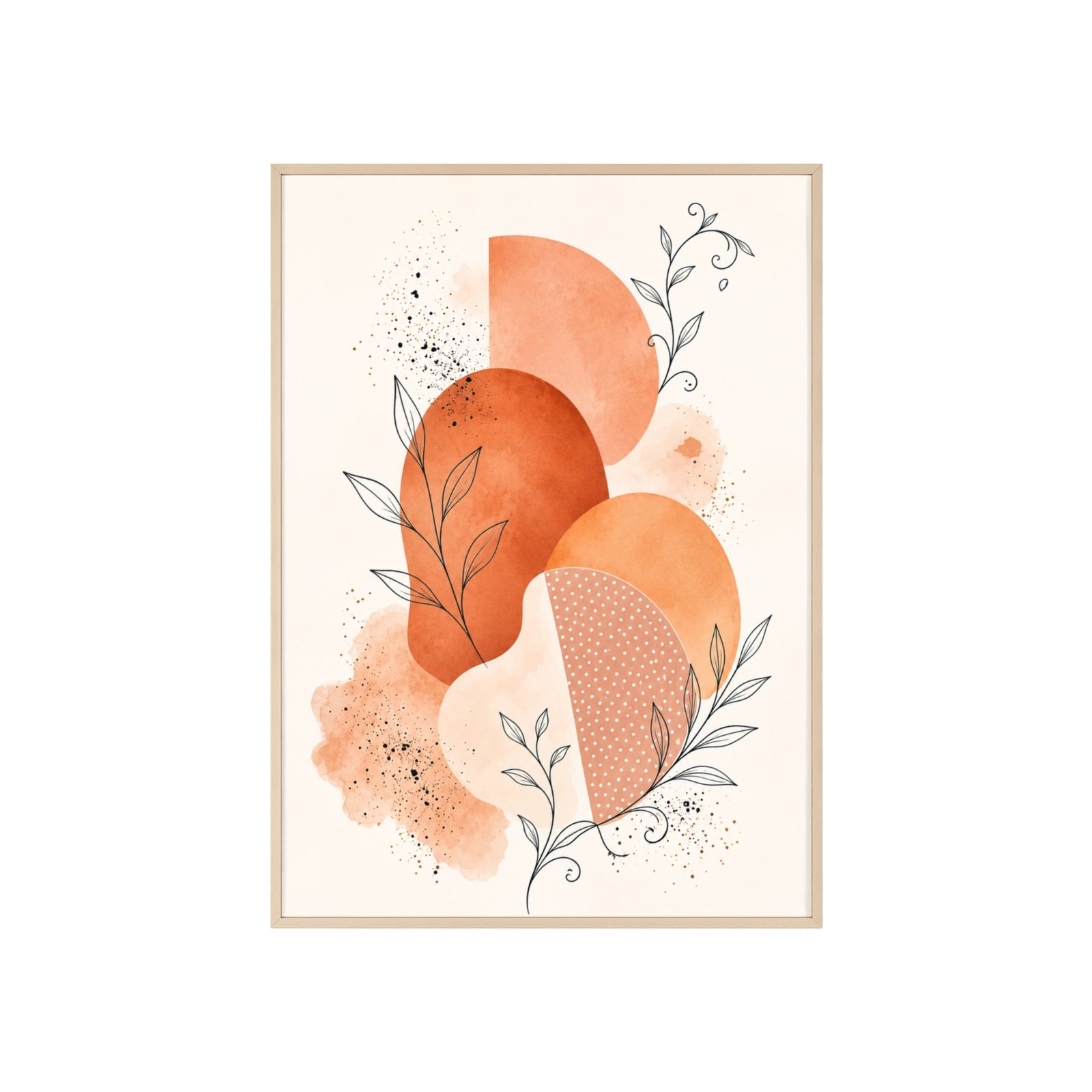 Boho Terracotta Botanical Poster with Wooden Frame - Image 1