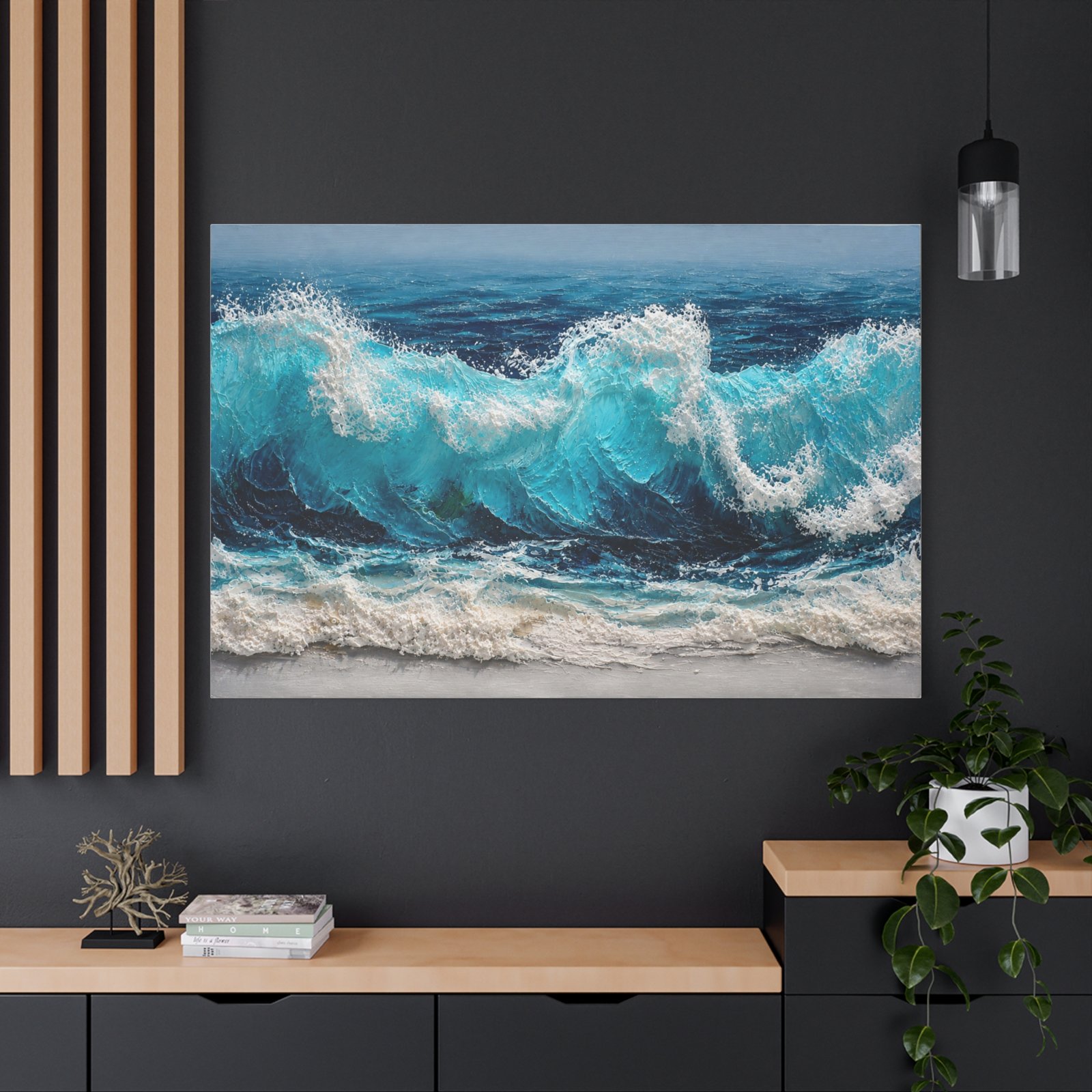 Ocean Wave Matte Canvas Wall Art — Turquoise Seascape Stretched Canvas - Image 4