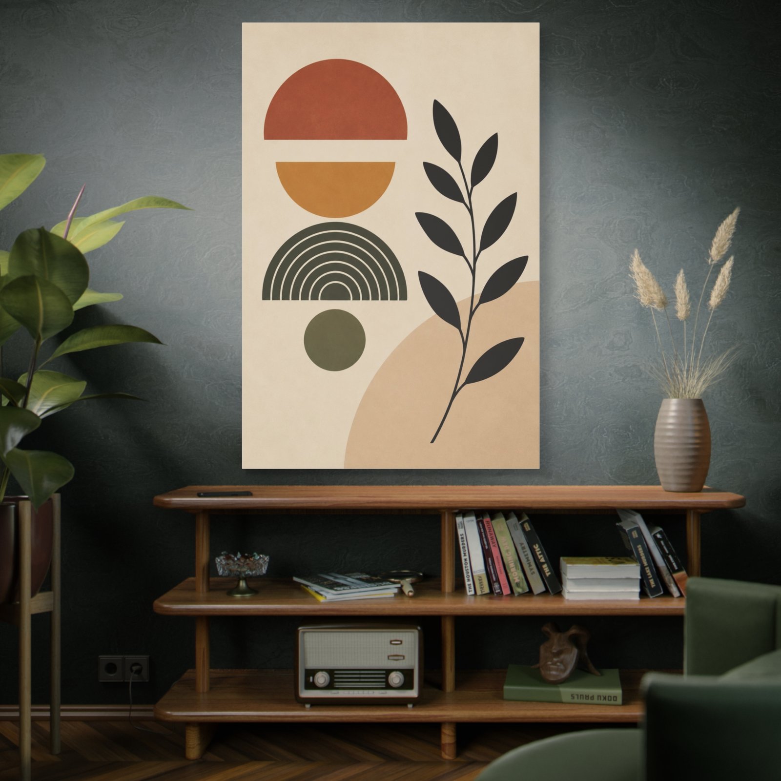 Abstract Botanical Canvas Wall Art — Mid-Century Geometric Print - Image 5