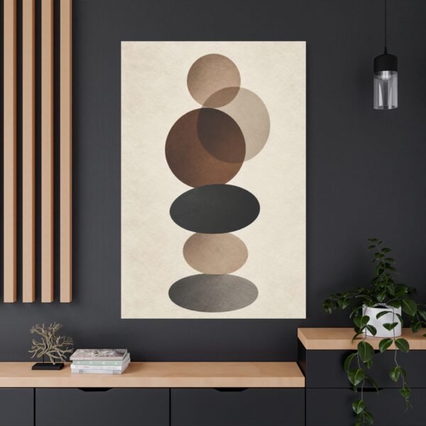 Abstract Neutral Stacked Circles Canvas — Minimalist Geometric Wall Art - Image 4