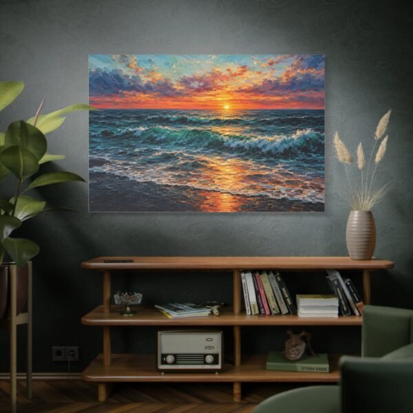 Sunset Ocean Canvas Print — Vibrant Seascape Matte Stretched Wall Art - Image 5