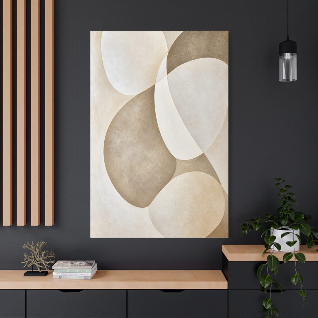 Neutral Abstract Circle Matte Canvas Wall Art – Stretched 1.25"