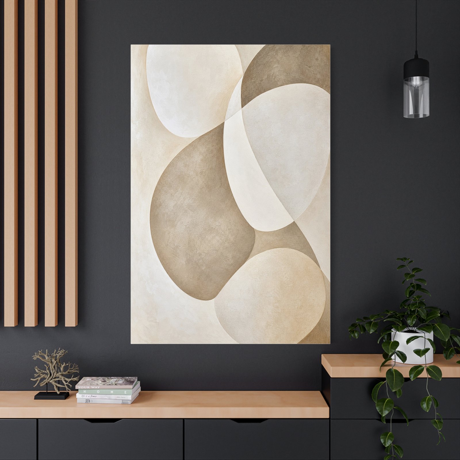 Neutral Abstract Circle Matte Canvas Wall Art – Stretched 1.25" - Image 4
