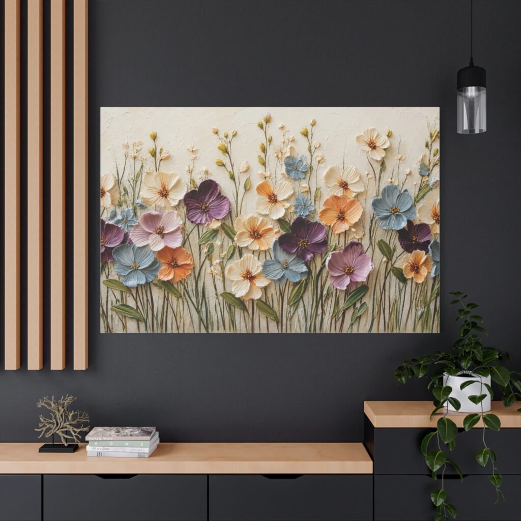 Pastel Wildflower Garden Canvas Print — Stretched Matte Floral Wall Art