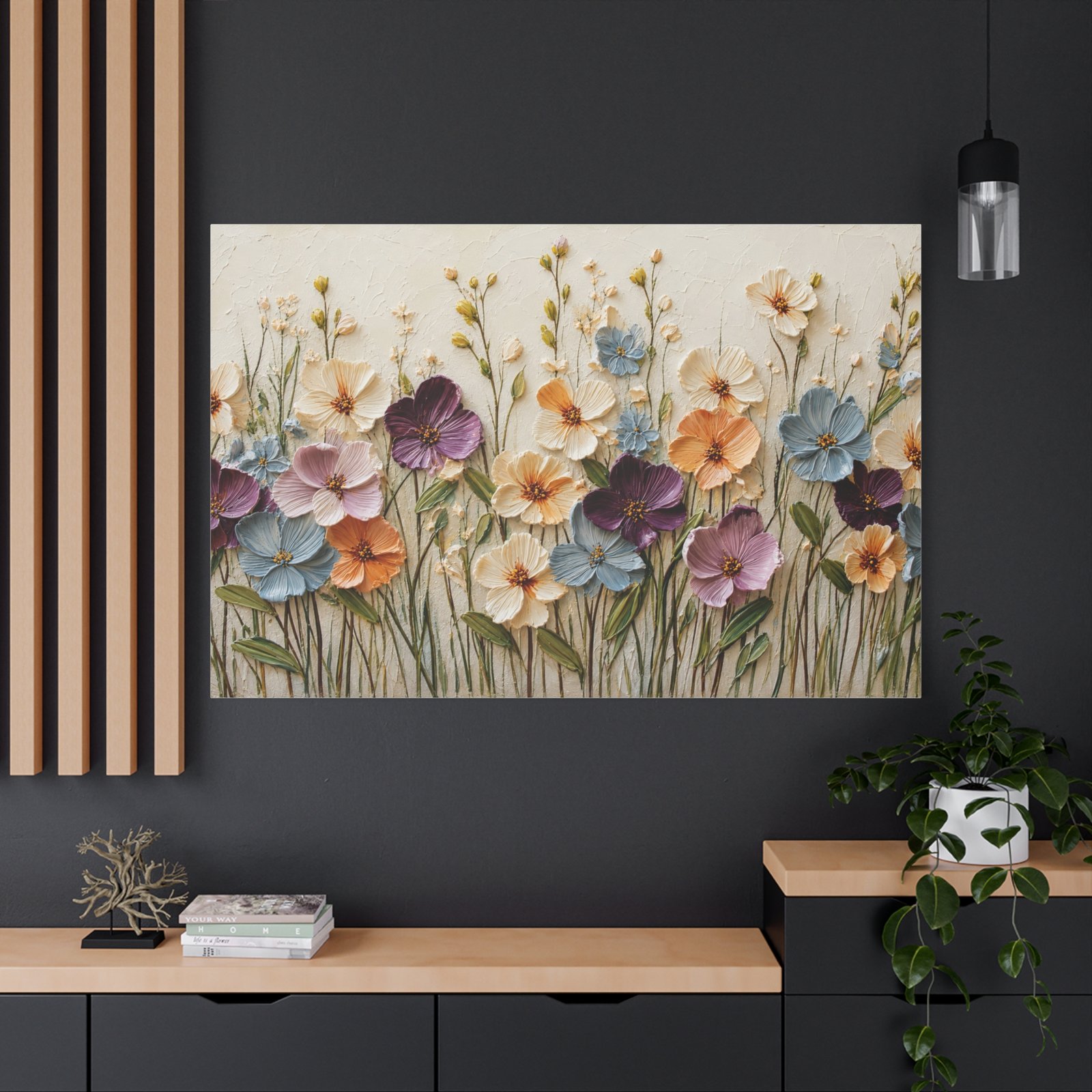 Pastel Wildflower Garden Canvas Print — Stretched Matte Floral Wall Art - Image 4