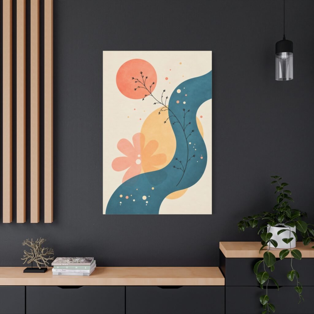 Abstract Floral River Matte Canvas Wall Art — Stretched 1.25"