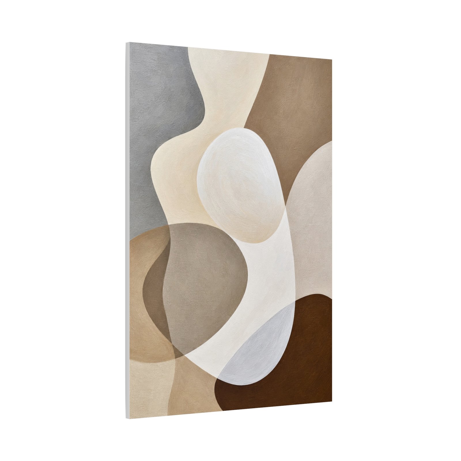 Abstract Neutral Shapes Canvas Wall Art — Modern Minimalist Beige Brown Stretched Print - Image 3