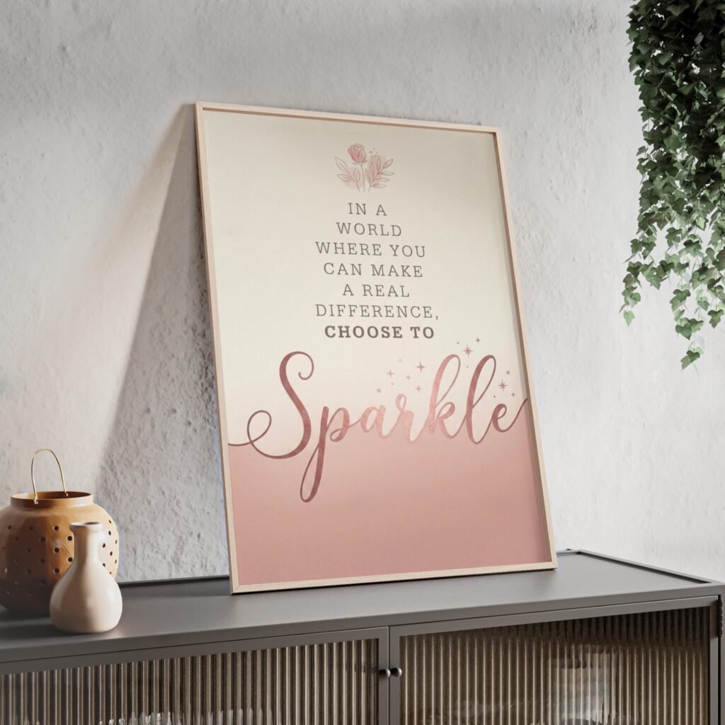 Sparkle Inspirational Poster with Wooden Frame — "Choose to Sparkle" Wall Art