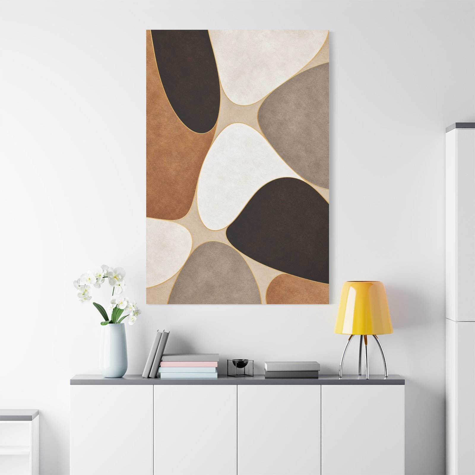 Abstract Earth Tone Canvas Print — Organic Shapes Wall Art - Image 1
