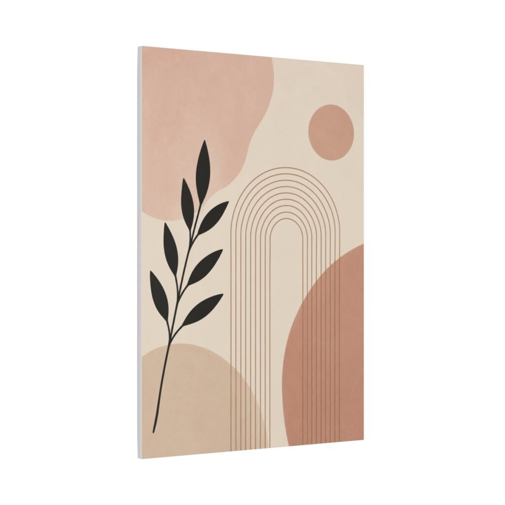 Abstract Earth Tone Canvas Wall Art — Minimal Botanical Rainbow Print