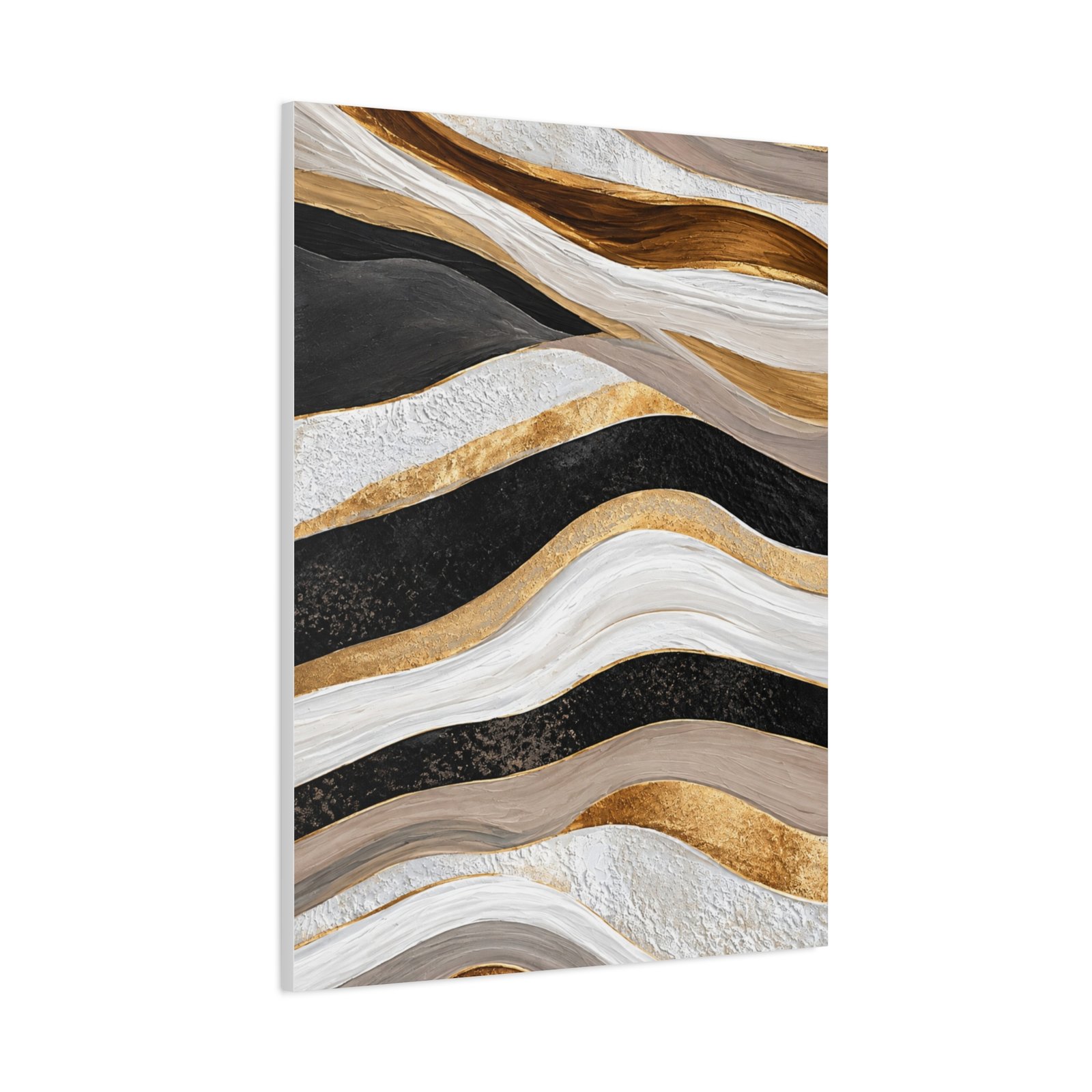 Abstract Gold & Black Wave Matte Canvas Art – Stretched 1.25" - Image 3