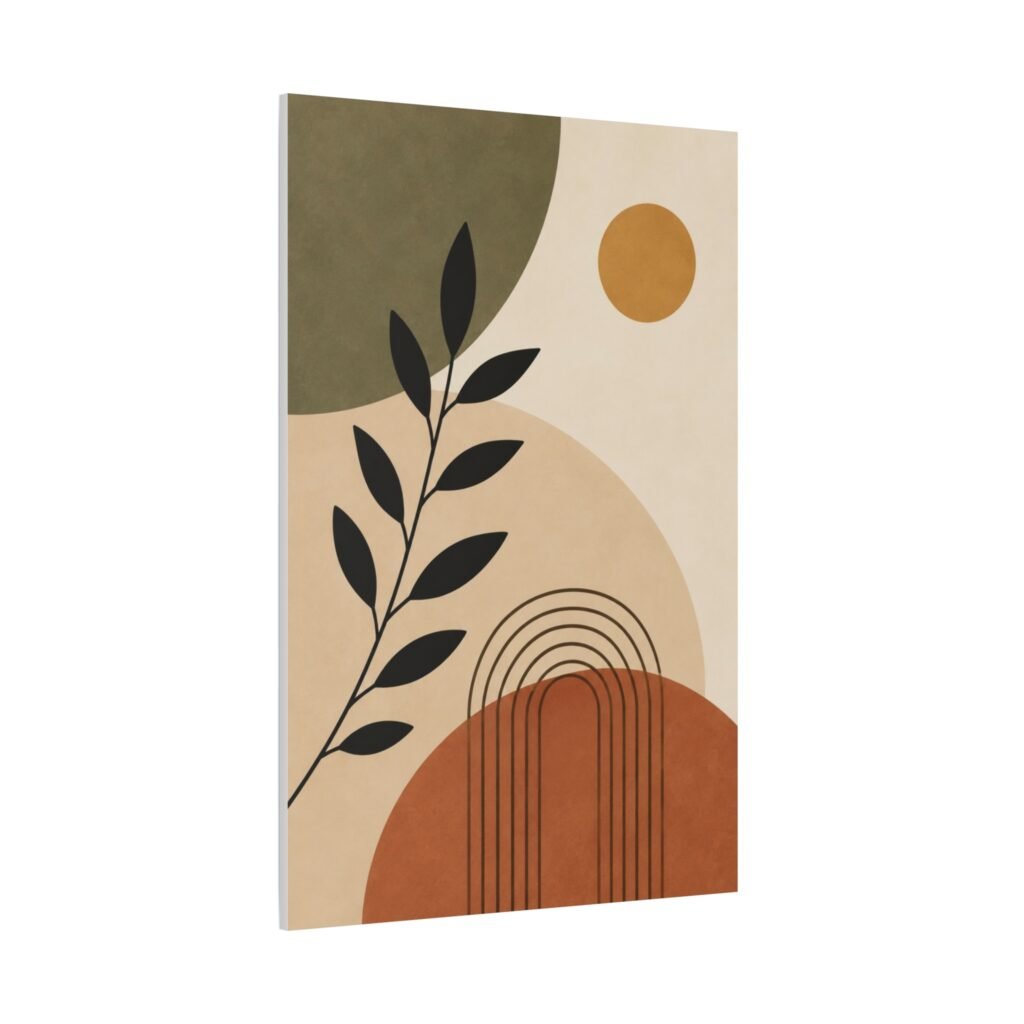 Abstract Earth-Tone Canvas Wall Art – Minimal Botanical Modern Print