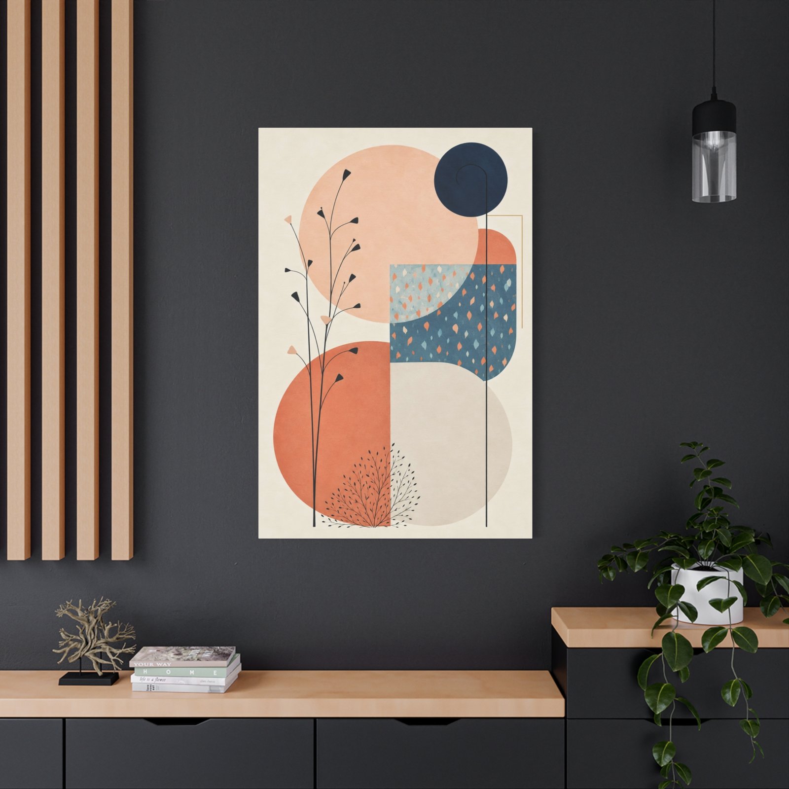 Modern Abstract Canvas Wall Art — Mid-Century Geometric Matte Print - Image 4