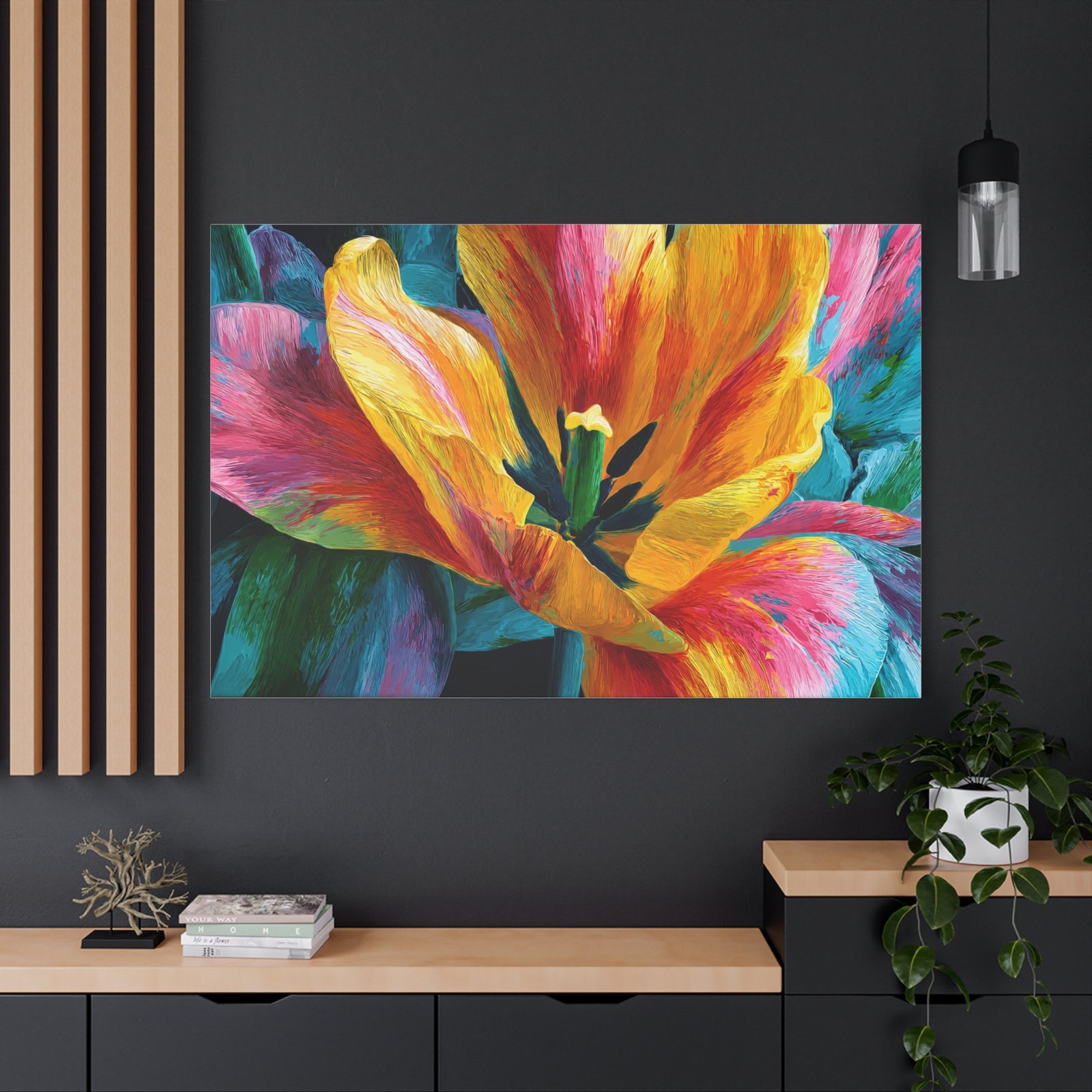 Vibrant Tulip Matte Canvas Wall Art — Colorful Floral Stretched Canvas - Image 4
