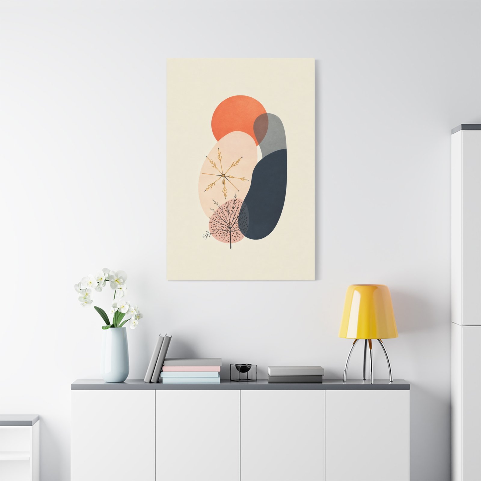 Abstract Organic Shapes Canvas Wall Art — Modern Mid-Century Botanical Print - Image 1