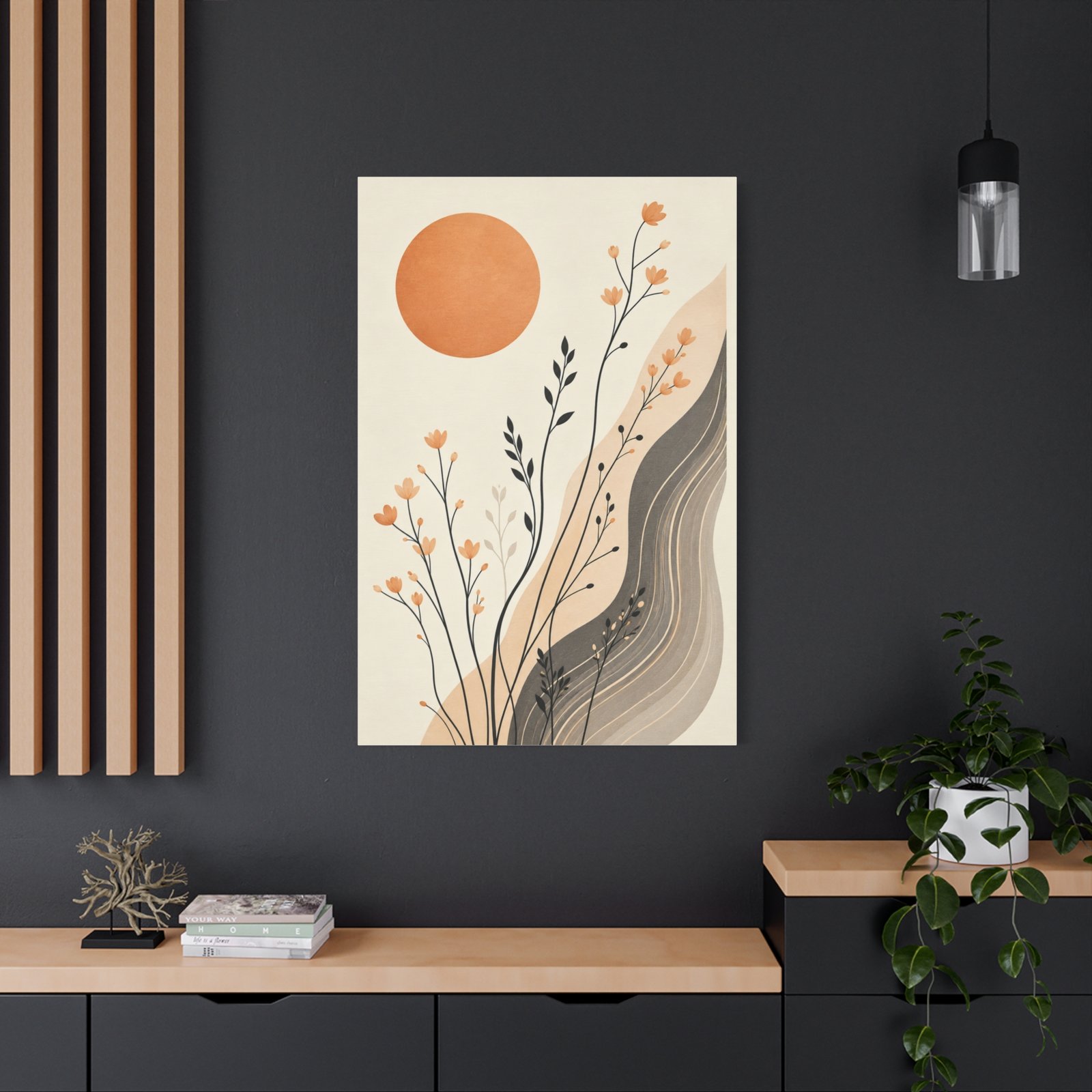 Abstract Sunflower Botanical Canvas Print — Neutral Boho Wall Art - Image 4
