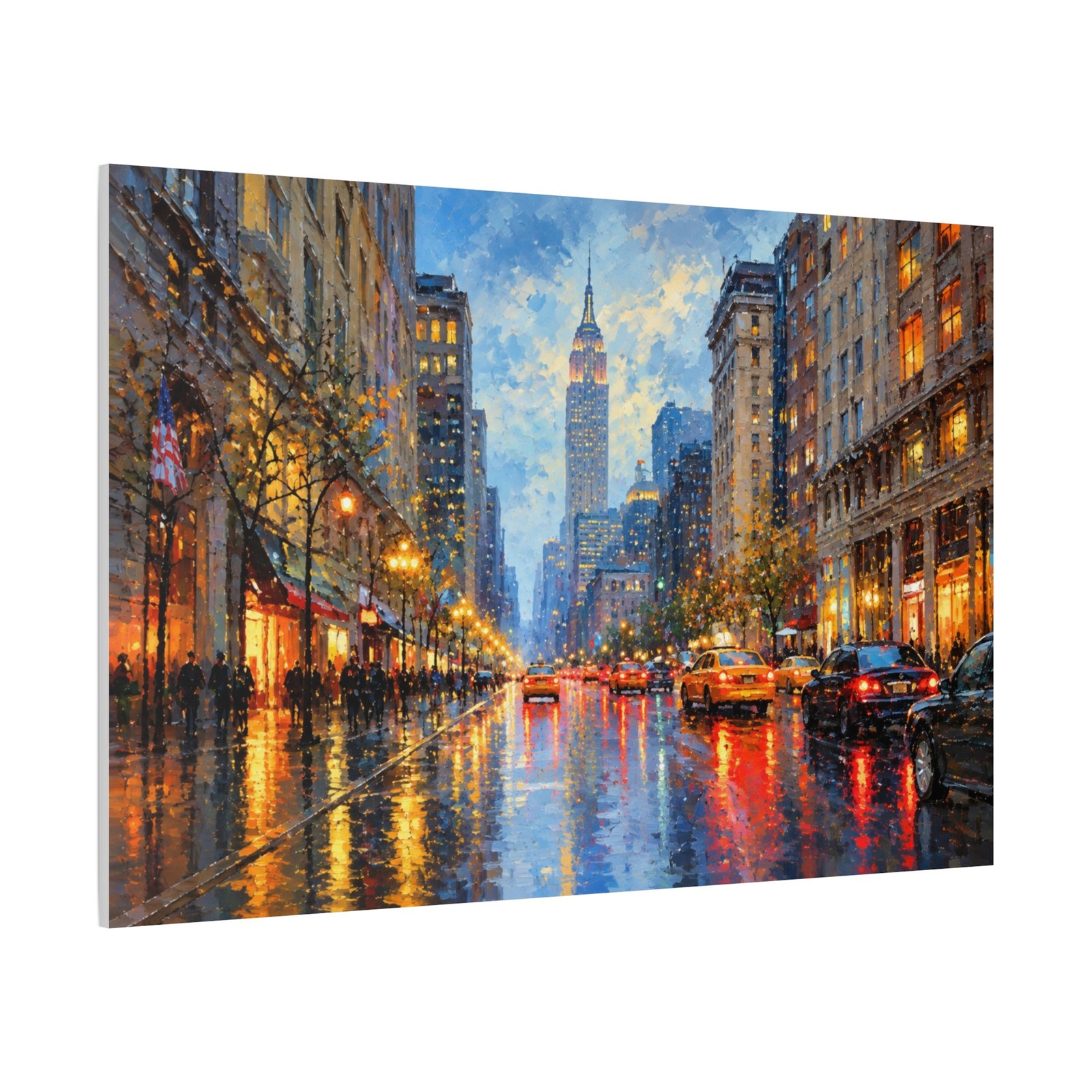 City Rainscape Canvas Print — NYC Evening Street Scene Matte Stretched Wall Art - Image 2