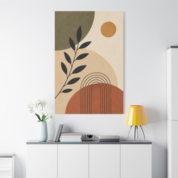 Abstract Earth-Tone Canvas Wall Art – Minimal Botanical Modern Print - Image 1