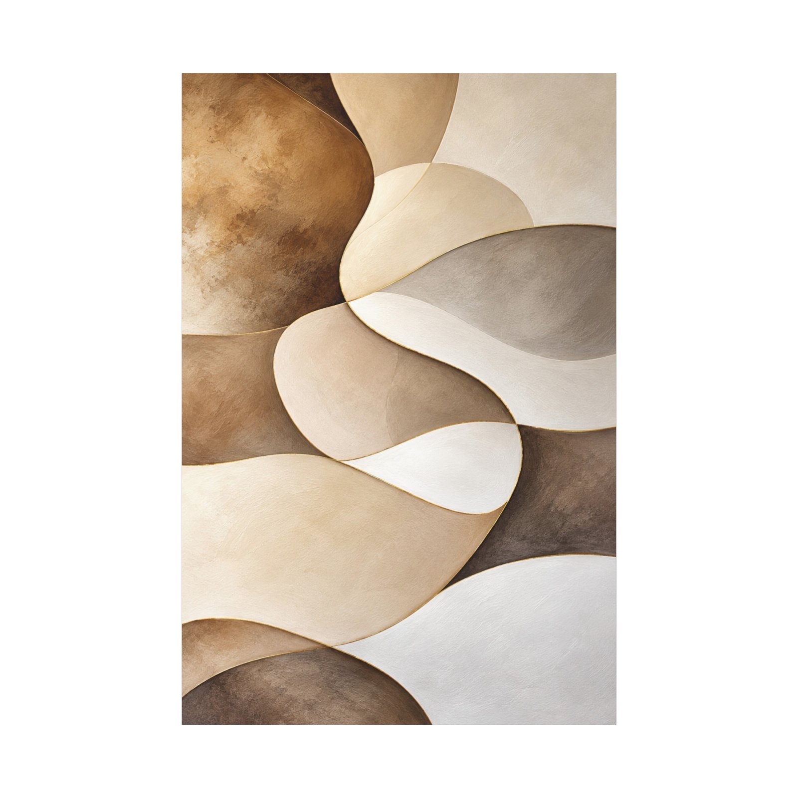 Abstract Neutral Tones Canvas Wall Art — Organic Wave Shapes - Image 2