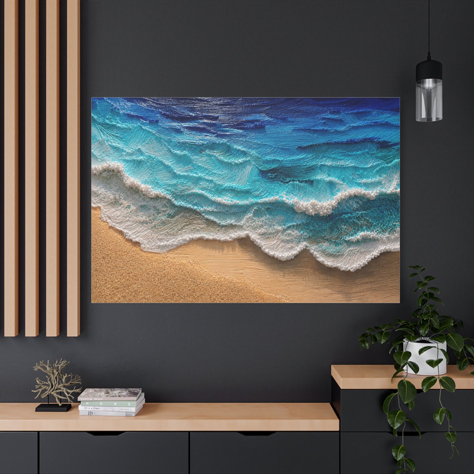 Ocean Waves Beach Matte Canvas Print — Stretched 1.25" Wall Art - Image 4