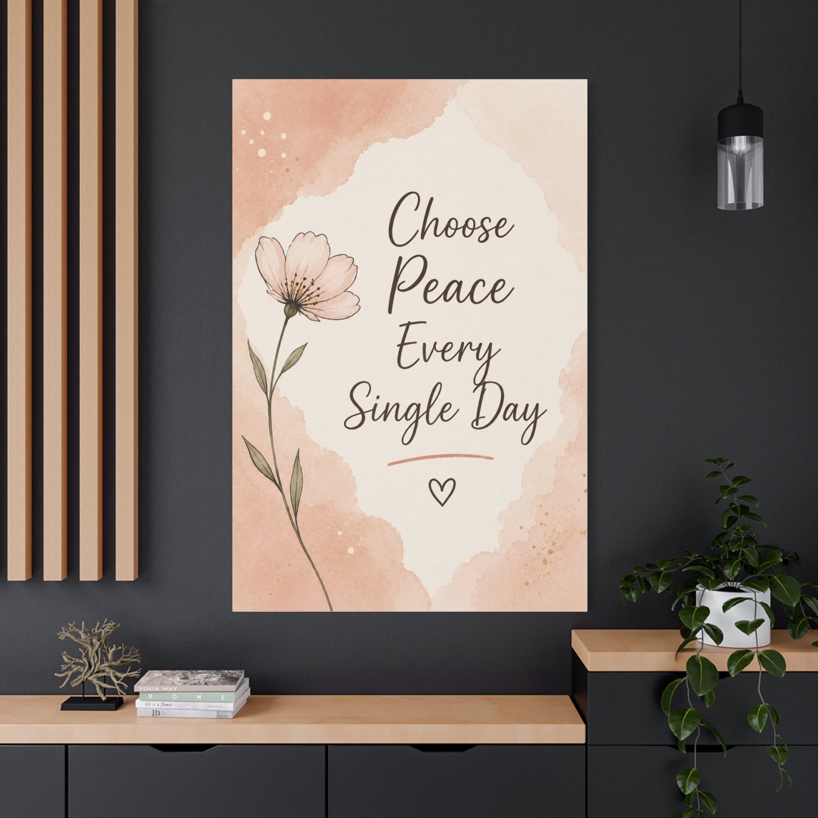 Choose Peace Every Single Day Canvas Wall Art — Inspirational Floral Quote - Image 4