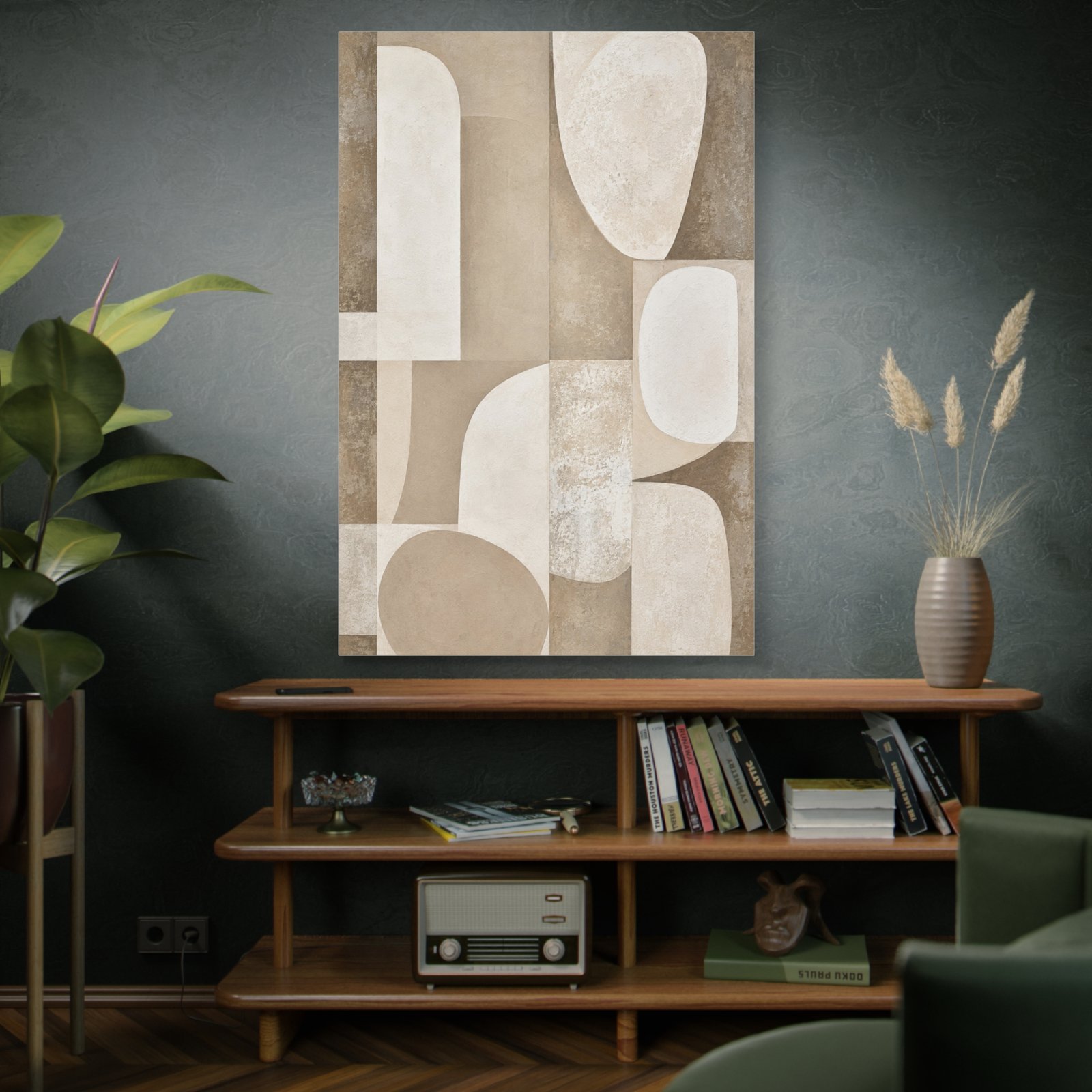 Neutral Abstract Geometric Canvas Print — Beige Modern Wall Art, Matte Stretched 1.25" - Image 5