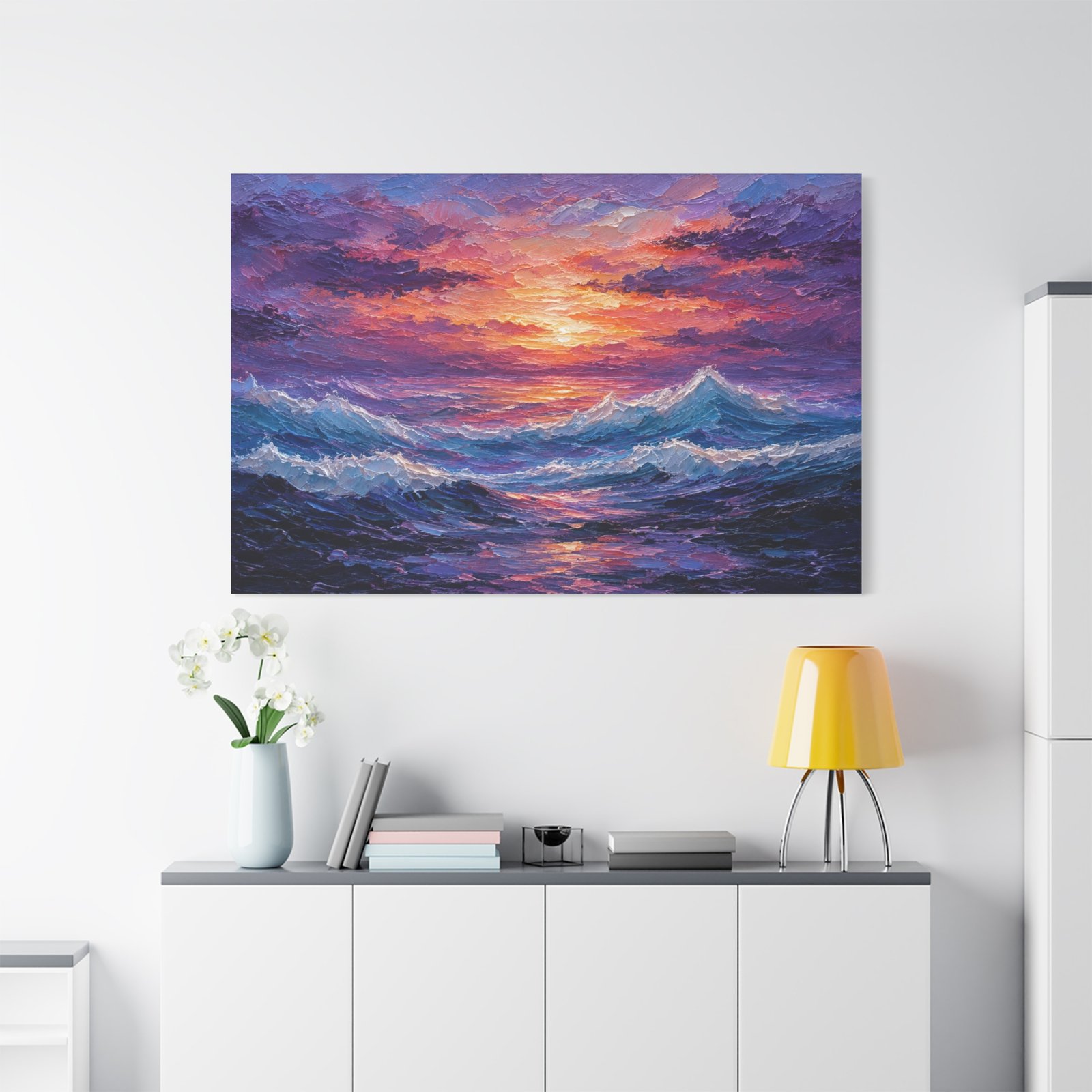 Sunset Ocean Canvas Print — Vibrant Seascape Matte Stretched Wall Art - Image 3