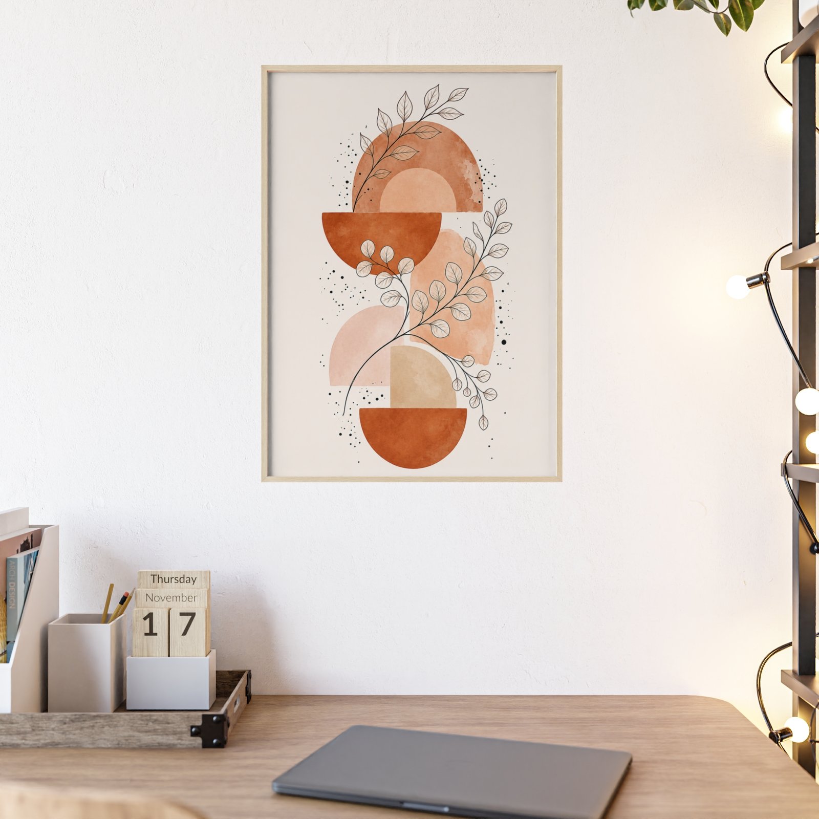 Boho Terracotta Botanical Poster with Wooden Frame - Image 2
