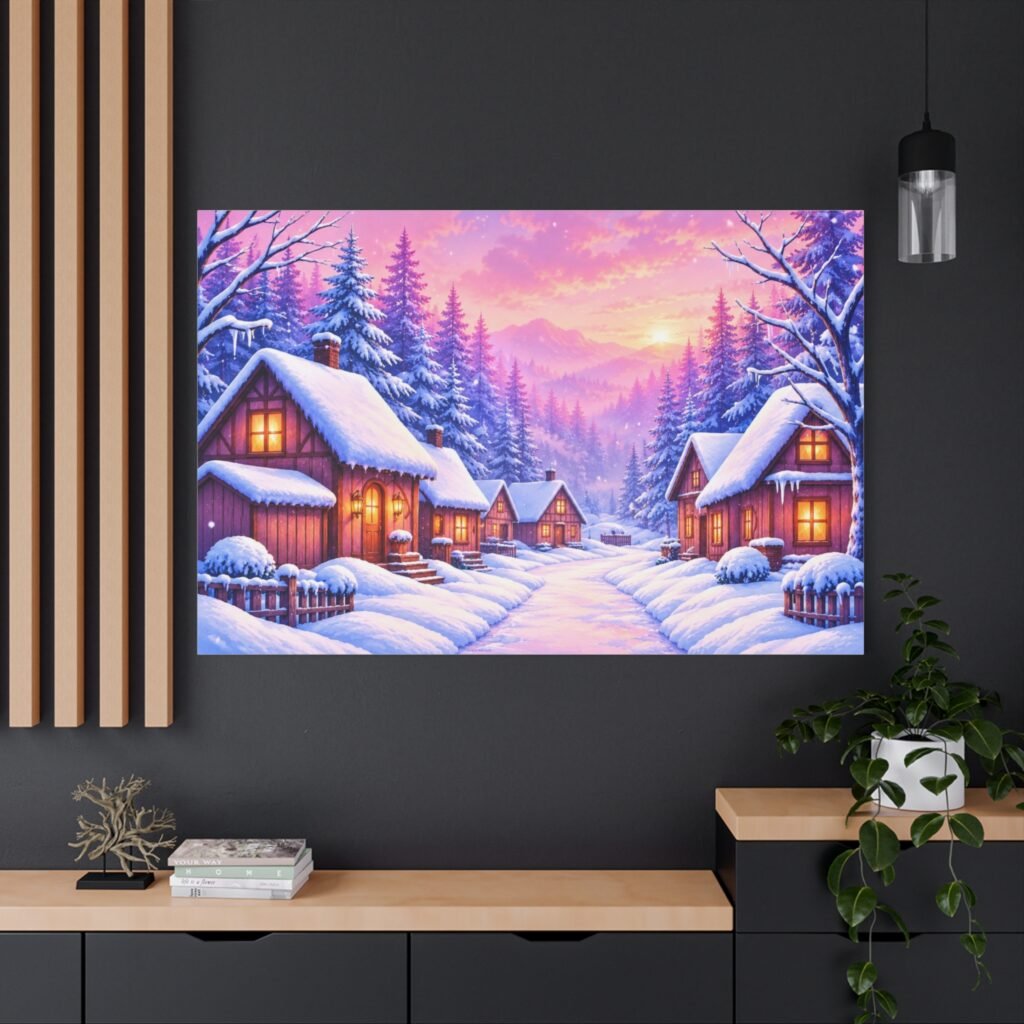 Cozy Winter Cabin Matte Canvas Wall Art — Stretched 1.25"