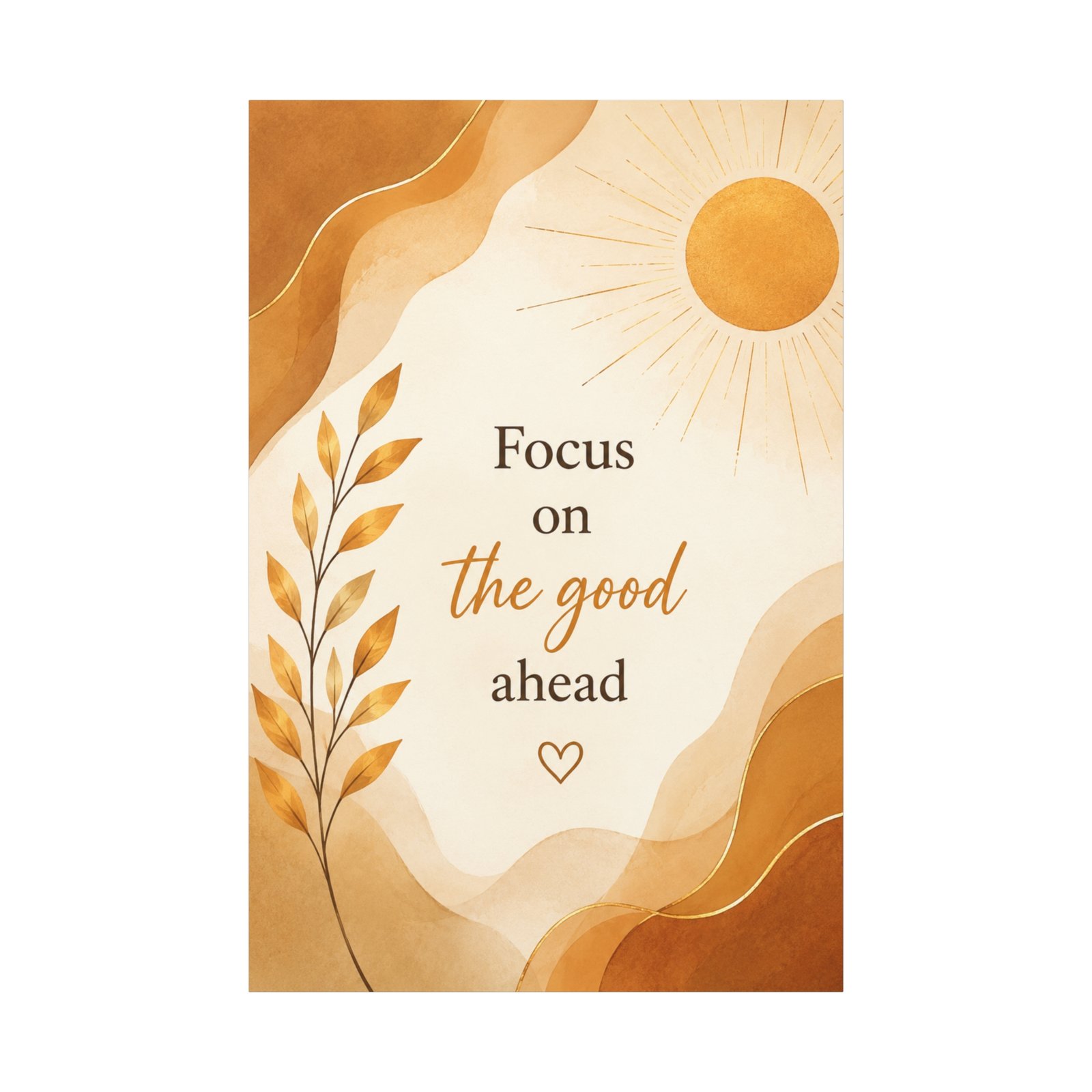Inspirational Wall Art Canvas – "Focus on the Good Ahead" Sun & Leaf Print - Image 2