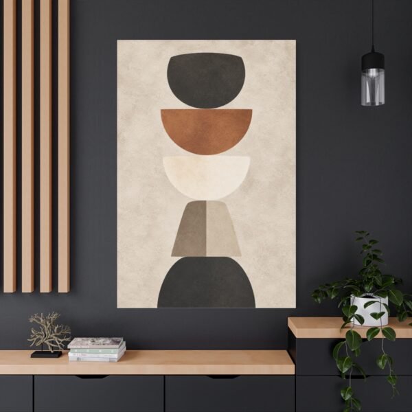 Abstract Earth Tone Stacked Shapes Canvas - Image 4