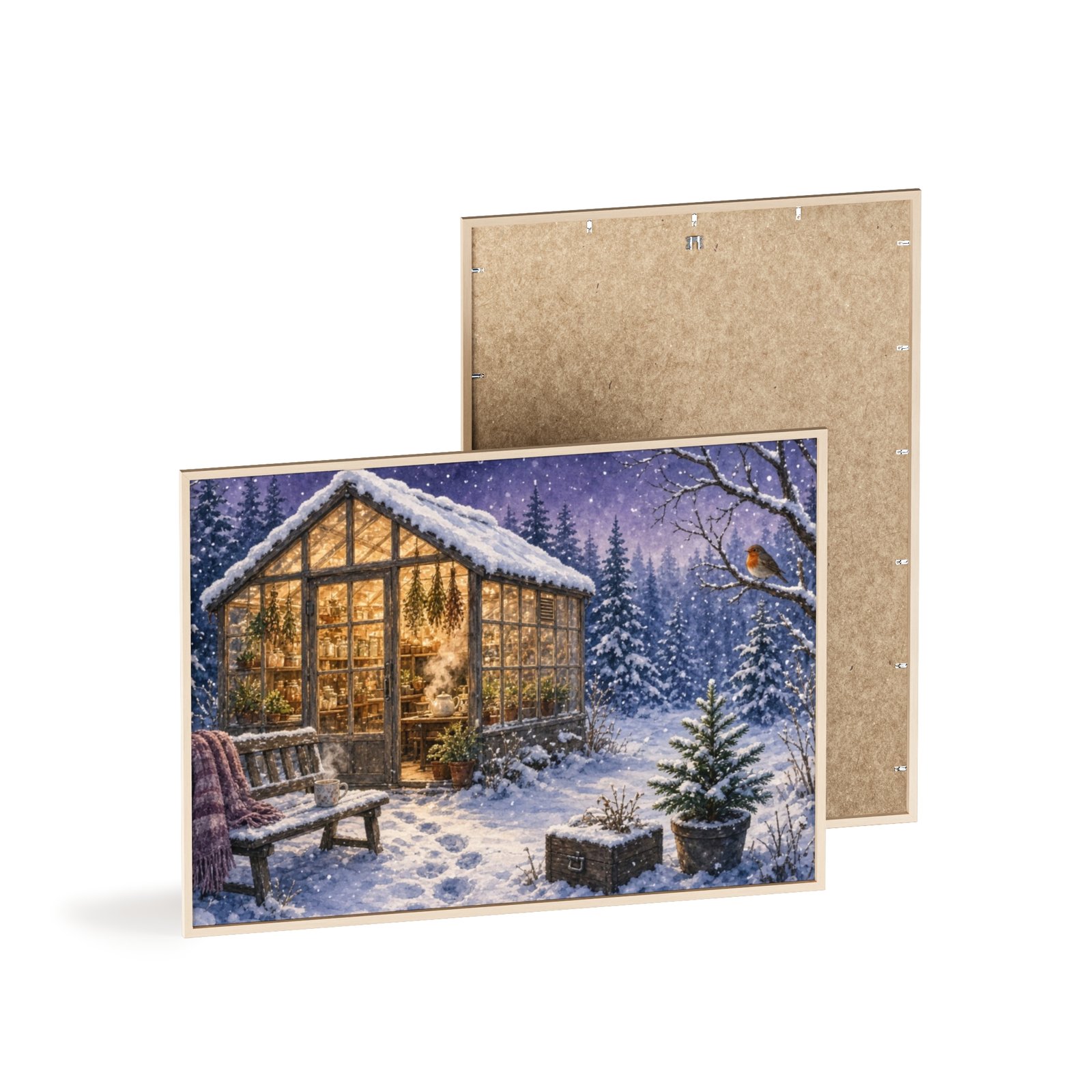 Framed Winter Greenhouse Poster — Cozy Snowy Cabin Wall Art - Image 3