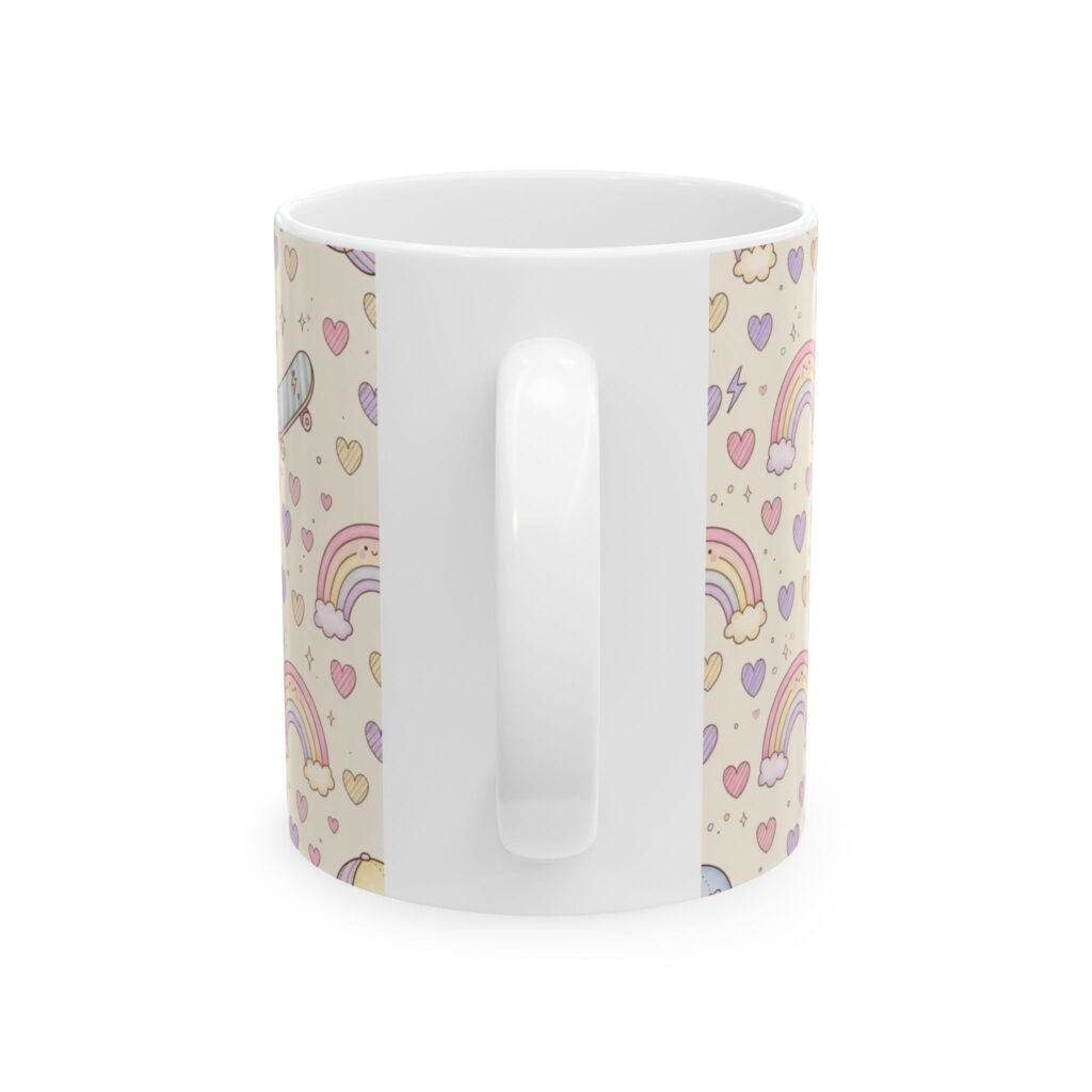 Cute Pastel Pattern Mug — Rainbow, Sneakers & Hearts Ceramic Coffee Cup (11oz/15oz)