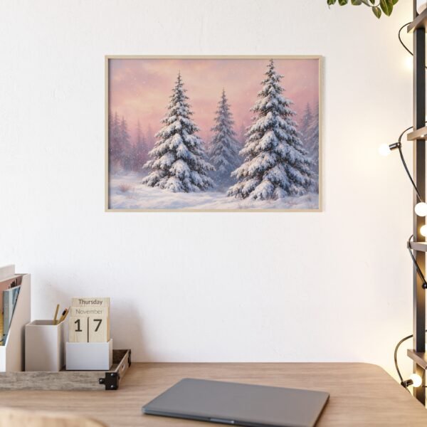 Framed Winter Pine Poster — Snowy Forest Wall Art - Image 1