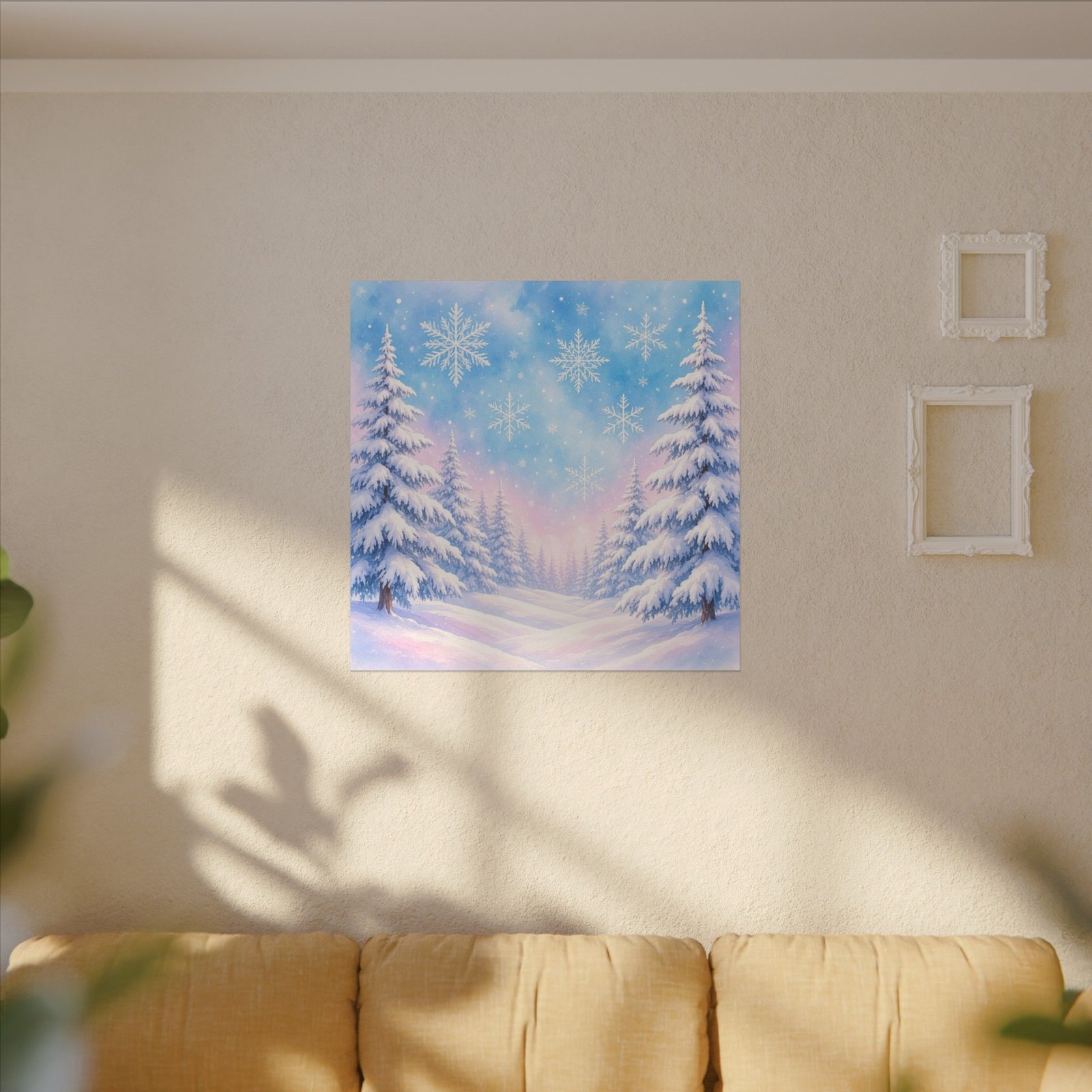 Winter Snowy Forest Canvas Wall Art - Snowflake Holiday Landscape - Image 2