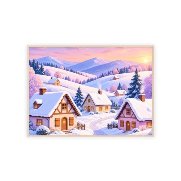 Winter Village Framed Poster — Snowy Cottage Landscape Wall Art - Image 3